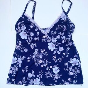Floral Lace Trim Camisole Top